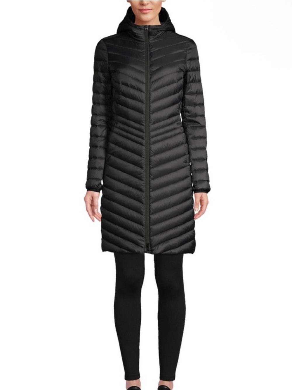 LANDS’ END Wanderweight Ultralight Packable Down Coat Hooded Black Women’s 1X